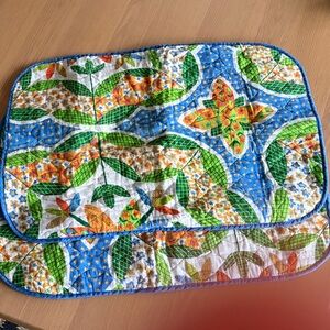 Vintage set of two quilted 70s flower power pillowcases